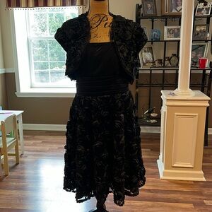 White House black market size 14 black dress 3D  flowers on bottom half